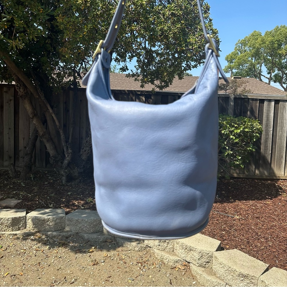 Vintage Coach Duffle Periwinkle Feed Sac Bucket Bag XL 9085